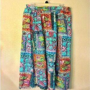 Vintage Skirt Med/ Lg Intuitions Maxi Multicolored Southwestern Cotton Pocket